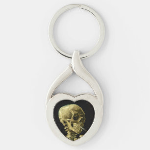 Van Gogh Smoking Skeleton Twisted Heart Silverfärgad Nyckelring