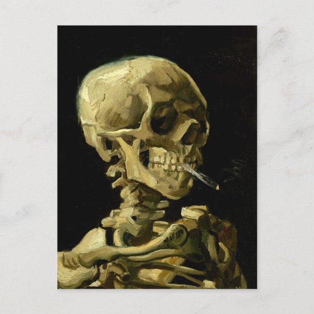 Van Gogh Smoking Skeleton Vykort (Framsida)