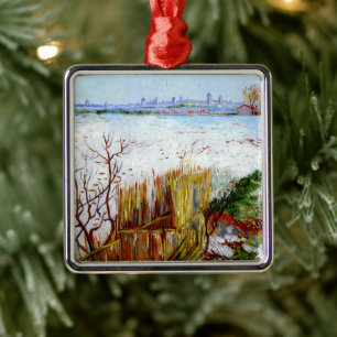 Van Gogh-Snölandskap med Arles i bakgrunden Julgransprydnad Metall