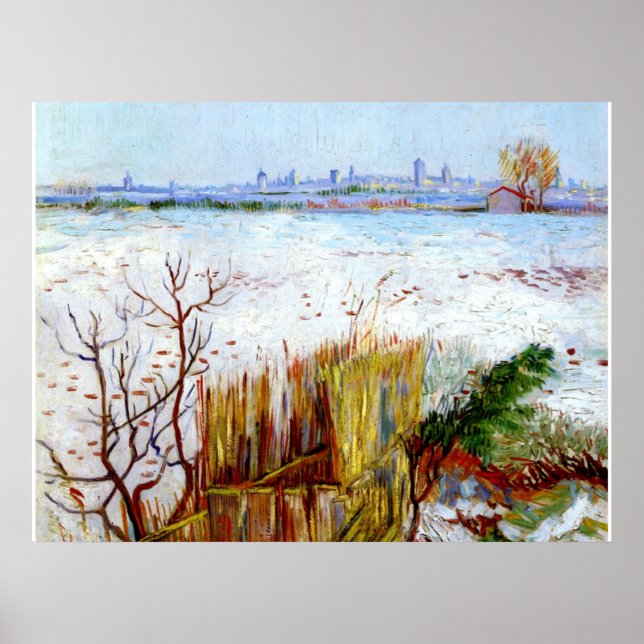 Van Gogh-Snowy Ligcape med Arles Poster (Framsidan)