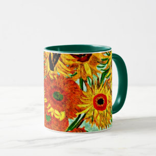 Van Gogh - Solblommor 12 tvåtonskaffe Mugg