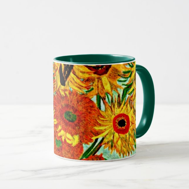 Van Gogh - Solblommor 12 tvåtonskaffe Mugg (Framsida höger)