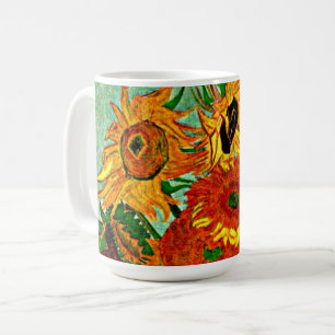 Van Gogh - Solblommor 12 tvåtonskaffe Mugg