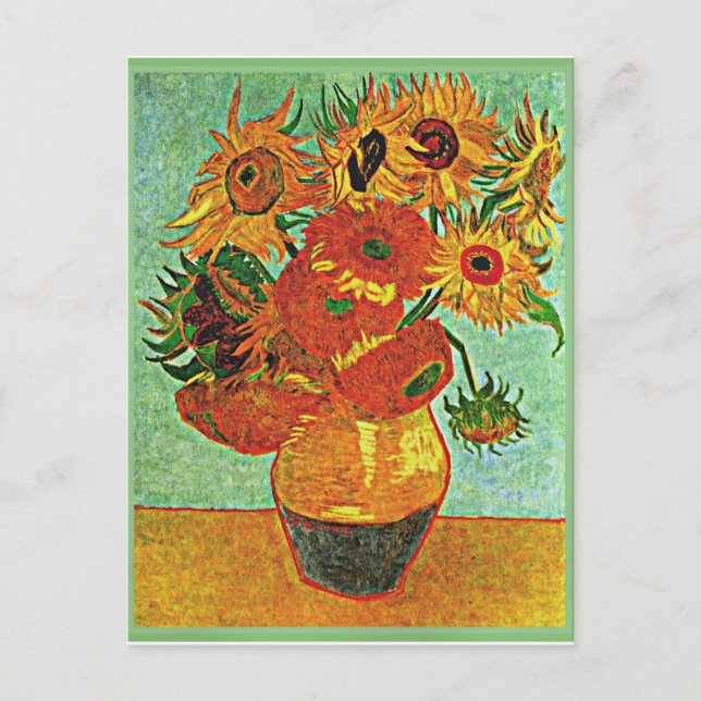 Van Gogh - Solblommor, lever fortfarande Vas med 1 Vykort (Framsida)