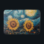 Van Gogh-solblommor och stjärnbästnatt Badrumsmatta<br><div class="desc">Van Gogh-solblommor och stjärnbästnatt</div>