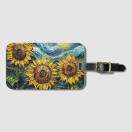 Van Gogh-solblommor och stjärnbästnatt Bagagebricka