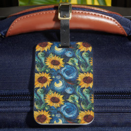 Van Gogh-solblommor och stjärnbästnatt Bagagebricka