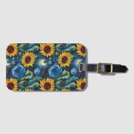 Van Gogh-solblommor och stjärnbästnatt Bagagebricka