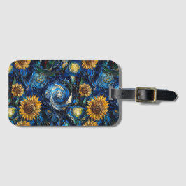 Van Gogh-solblommor och stjärnbästnatt Bagagebricka