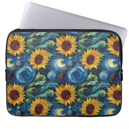 Van Gogh-solblommor och stjärnbästnatt Laptop Fodral