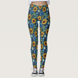 Van Gogh-solblommor och stjärnbästnatt Leggings