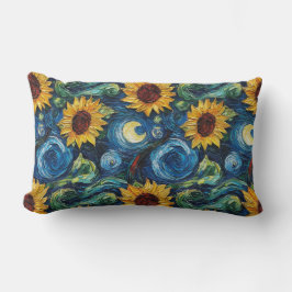 Van Gogh-solblommor och stjärnbästnatt Lumbarkudde
