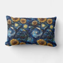 Van Gogh-solblommor och stjärnbästnatt Lumbarkudde