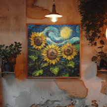 Van Gogh-solblommor och stjärnbästnatt