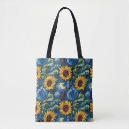 Van Gogh-solblommor och stjärnbästnatt Tygkasse