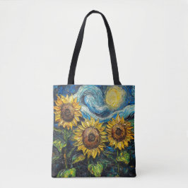 Van Gogh-solblommor och stjärnbästnatt Tygkasse
