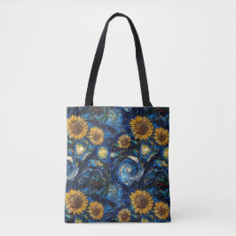Van Gogh-solblommor och stjärnbästnatt Tygkasse