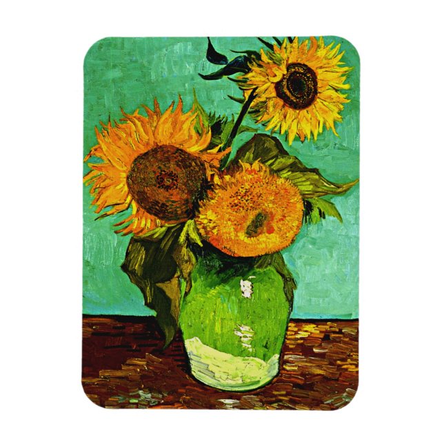 Van Gogh - Solblommor, tre, Magnet (Vertikal)