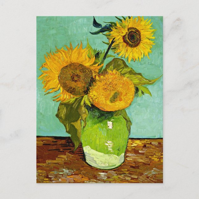 Van Gogh - Solblommor, tre Vykort (Framsida)