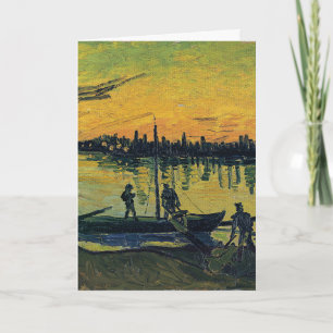 Van Gogh Solnedgång Arles - Vibrant gul flod Kort
