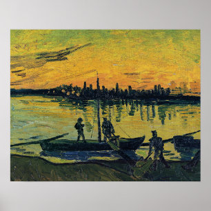 Van Gogh Solnedgång Arles - Vibrant Gul Flod Poster