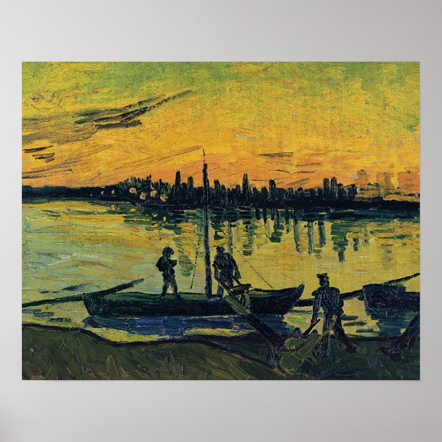 Van Gogh Solnedgång Arles - Vibrant Gul Flod Poster (Framsidan)