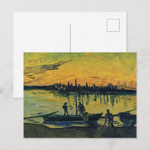 Van Gogh Solnedgång Arles - Vibrant Gul Flod Vykort