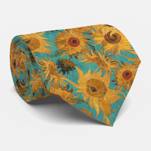 Van Gogh Solros gul teal blå röd orange Slips