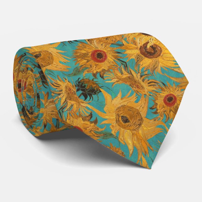 Van Gogh Solros gul teal blå röd orange Slips (Rullad)
