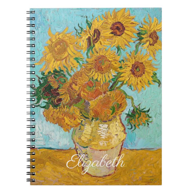 Van Gogh Solros Gula Blommor  Blommig  Anteckningsbok (Framsidan)