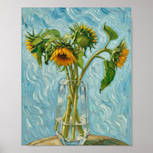 Van Gogh Solros i en glassvas Poster