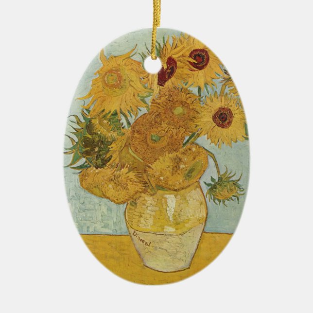 Van Gogh Solros Julgransprydnad Keramik (Framsidan)