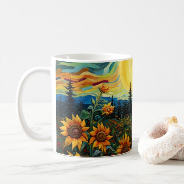Van Gogh Solros Målning Kaffemugg (Med munk)