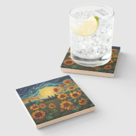 Van Gogh Solros Målning Stenunderlägg