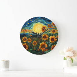Van Gogh Solros Målning Stor Klocka
