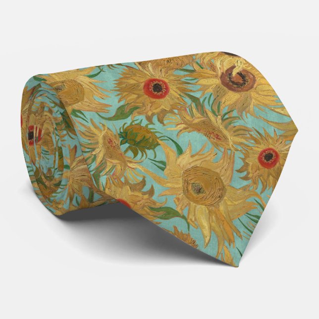 Van Gogh Solros saffransgul akvatisk blå Slips (Rullad)