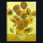 Van Gogh solrosanteckningsbok Anteckningsbok Med Spiral<br><div class="desc">Van Gogh solrosanteckningsbok. Oljemålning på kanfas från 1888. Vasen med femton solrosor är ett av Vincents Van Gogh mest älskad stillebenarbeten. Den briljant användan av gulter frammanar tyst avsluta av sommaren. En underbar gåva för fläktar av solrosor,  Van Gogh,  impressionism och stillebenkonst.</div>