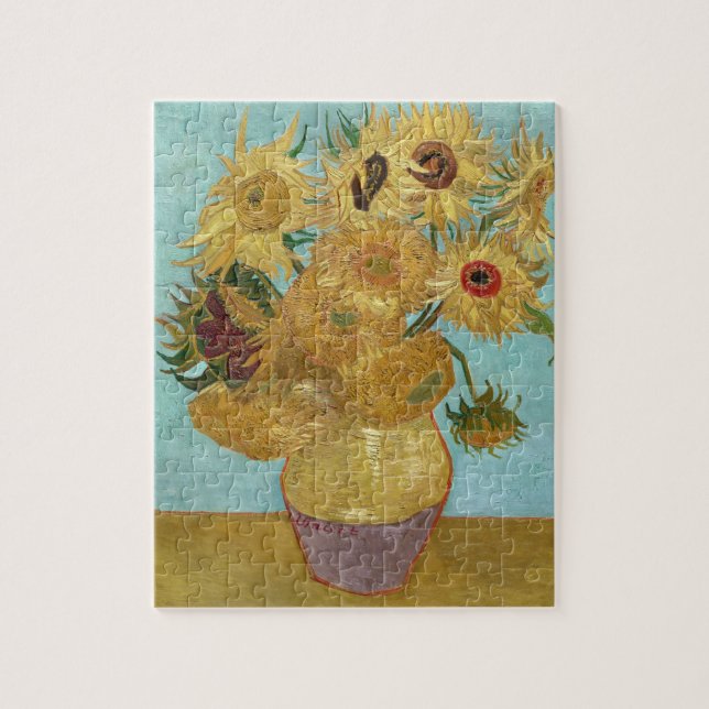 Van Gogh Solrosor - Blå & Gul Impressionism Pussel (Vertikal)
