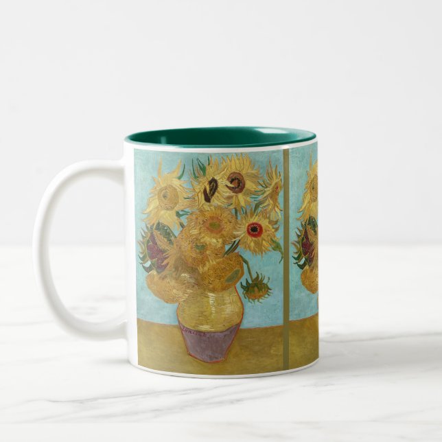 Van Gogh Solrosor - Blå & Gul Impressionism Två-Tonad Mugg (Vänster)