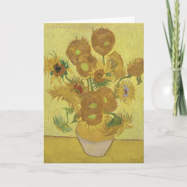 Van Gogh Solrosor - Levande gult på gult Kort (Framsida)