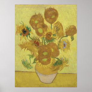 Van Gogh Solrosor - Levande gult på gult Poster