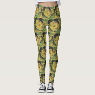 Van Gogh Solrosor - Ljusgul Blommig Konst Leggings