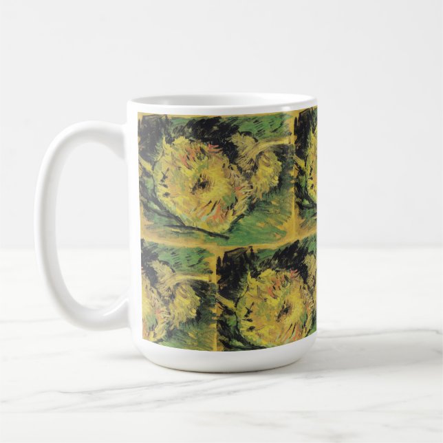 Van Gogh Solrosor - Ljusgul Blomsterkonst Kaffemugg (Vänster)