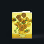 Van Gogh solrosor noterar kortet Kort<br><div class="desc">Van Gogh solrosor noterar kortet. Oljemålning på kanfas från 1888. Vasen med femton solrosor är ett av Vincents Van Gogh mest älskad stillebenarbeten. Den briljant användan av gulter frammanar tyst avsluta av sommaren. En underbar gåva för fläktar av solrosor,  Van Gogh,  impressionism och stillebenkonst.</div>