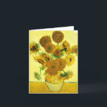 Van Gogh solrosor noterar kortet Kort<br><div class="desc">Van Gogh solrosor noterar kortet. Oljemålning på kanfas från 1888. Vasen med femton solrosor är ett av Vincents Van Gogh mest älskad stillebenarbeten. Den briljant användan av gulter frammanar tyst avsluta av sommaren. En underbar gåva för fläktar av solrosor,  Van Gogh,  impressionism och stillebenkonst.</div>