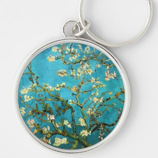 Van Gogh som blomstrar mandelträdkonst Rund Silverfärgad Nyckelring