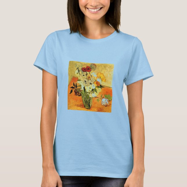 Van Gogh som målar fantasifulla blommor blommor ra Tee Shirt (Framsida)