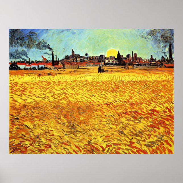 Van Gogh - Sommarkväll, Wheatfield/Setting Sol Poster (Framsidan)