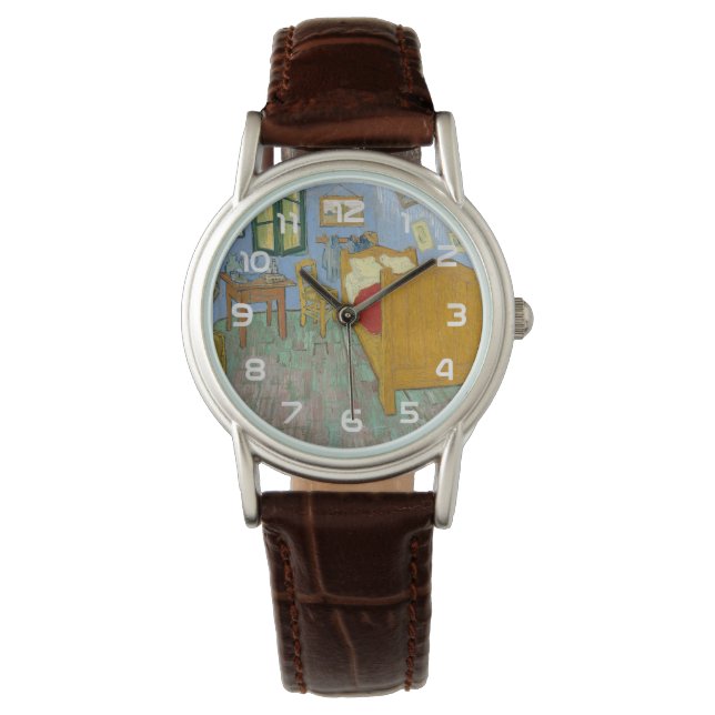 Van Gogh Sovrum i Arles - Klassisk Gul & Blå Armbandsur (Framsida)