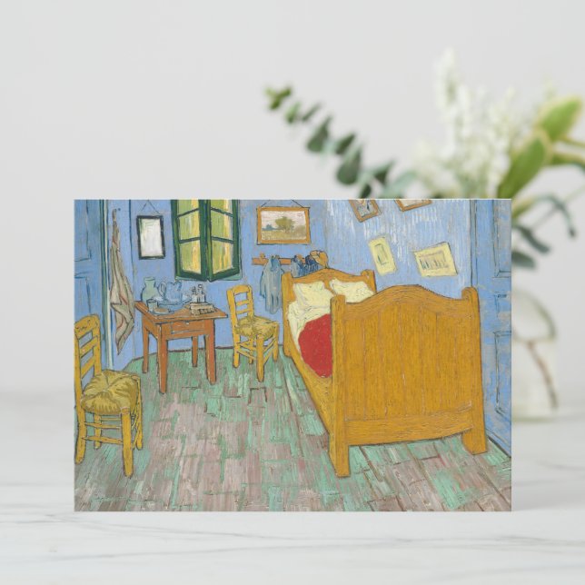 Van Gogh Sovrum i Arles - Klassisk Gul & Blå Inbjudningar (Stående Fram)